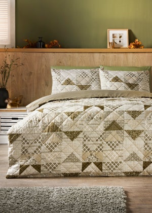 Green Patch Quilted Duvet Set