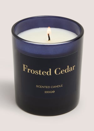 Navy Frosted Cedar Christmas Candle
