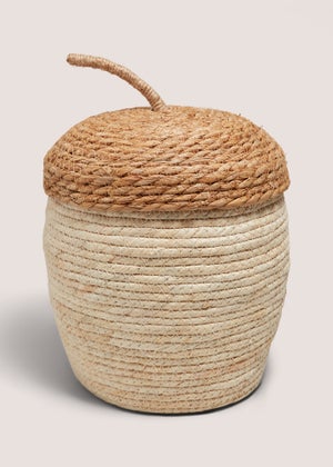 Neutral Acorn Lidded Basket