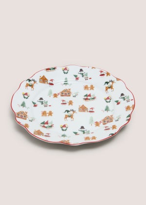 White Christmas Pattern Side Plate