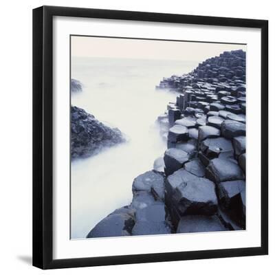 Basalt Columns on Coast - Black Framed Art Print Wall Art, 16x16