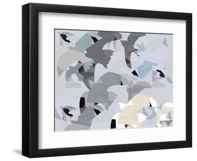 Collaged Birds I - Black Framed Art Print Wall Art, 12x9