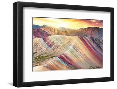 Colors of Peru - Palcoyo Rainbow Mountain - Black Framed Art Print Wall Art, 12x8
