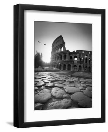 Colosseum and Via Sacra, Rome, Italy - Black Framed Art Print Wall Art, 9x12