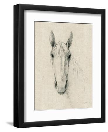 Horse Sketch on Burlap - Black Framed Art Print Wall Art, 9x12