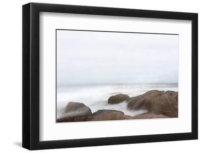 Misty Shore on the Rocks - Black Framed Art Print Wall Art, 12x8
