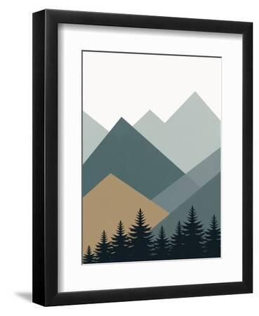 Nordic Landscape Mountain Range 02 - Black Framed Art Print Wall Art, 9x12