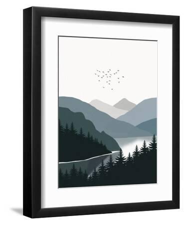 Nordic Landscape Mountain Range 03 - Black Framed Art Print Wall Art, 9x12