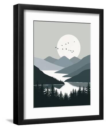 Nordic Nocturne - Black Framed Art Print Wall Art, 9x12