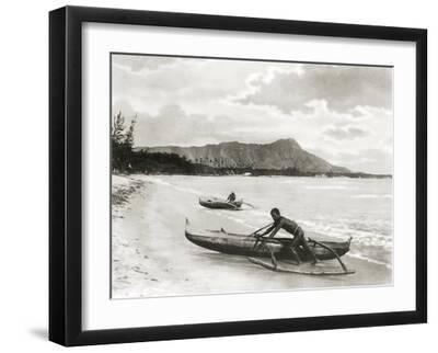 Outrigger Canoes - Black Framed Art Print Wall Art, 16x12 Outrigger Canoes - Black Framed Art Print Wall Art, 16x12
