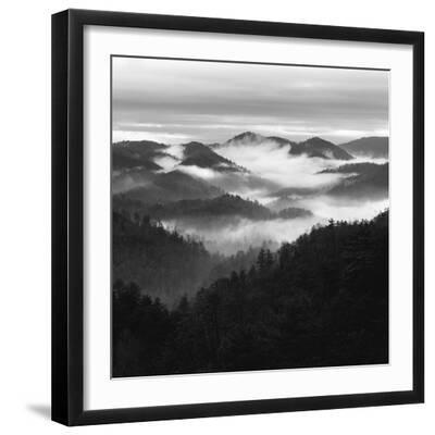 Smoky Mountains After Rain - Black Framed Art Print Wall Art, 16x16
