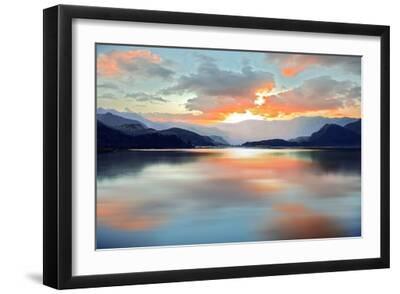 Sunrise At Lake, 2024 - Black Framed Art Print Wall Art, 18x12