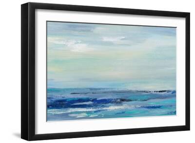 Turquoise Sea Waves I - Black Framed Art Print Wall Art, 18x12
