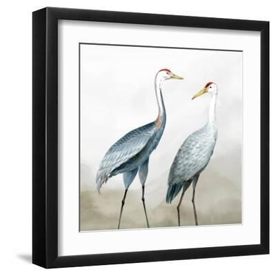 Two Cranes in Quiet Harmony - Black Framed Art Print Wall Art, 12x12 Two Cranes in Quiet Harmony - Black Framed Art Print Wall Art, 12x12