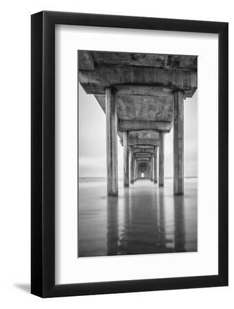 USA, California, La Jolla, Scripps Pier, Sunrise - Black Framed Art Print Wall Art, 8x12