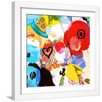 Abstract Graffiti Collage, Digital Painting - White Framed Art Print Wall Art, 16x16