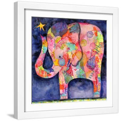 All Within Reach Elephant - White Framed Art Print Wall Art, 16x16