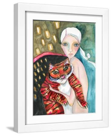 Bad Kitty - White Framed Art Print Wall Art, 12x16