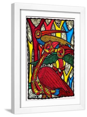 Bird Life - White Framed Art Print Wall Art, 12x18