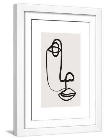 Bold Abstract Face No1 - White Framed Art Print Wall Art, 12x18