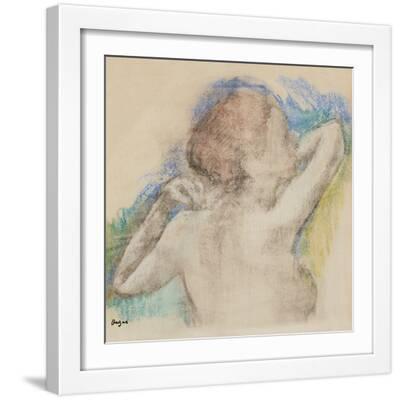 Bust of a Woman, C. 1896-1899 (Pastel Counterproof Heightened with Pastel on Paper) - White Framed Art Print Wall Art, 16x16