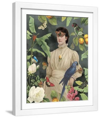 Butterfly Girl - White Framed Art Print Wall Art, 16x20
