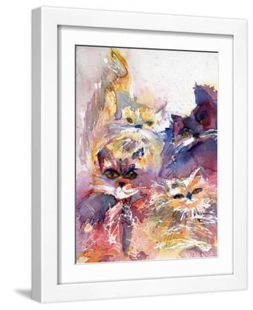 Four Kitties - White Framed Art Print Wall Art, 12x16