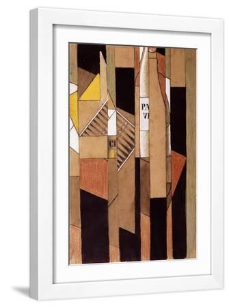 Still-Life with Bottle and Cigars; Nature Morte Avec Bouteille et Cigares, 1912 - White Framed Art Print Wall Art, 12x18