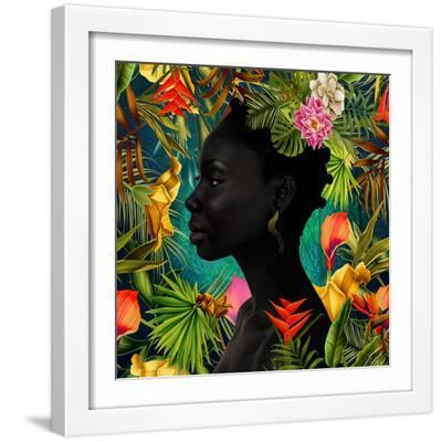 Uzuri - Profile - White Framed Art Print Wall Art, 16x16